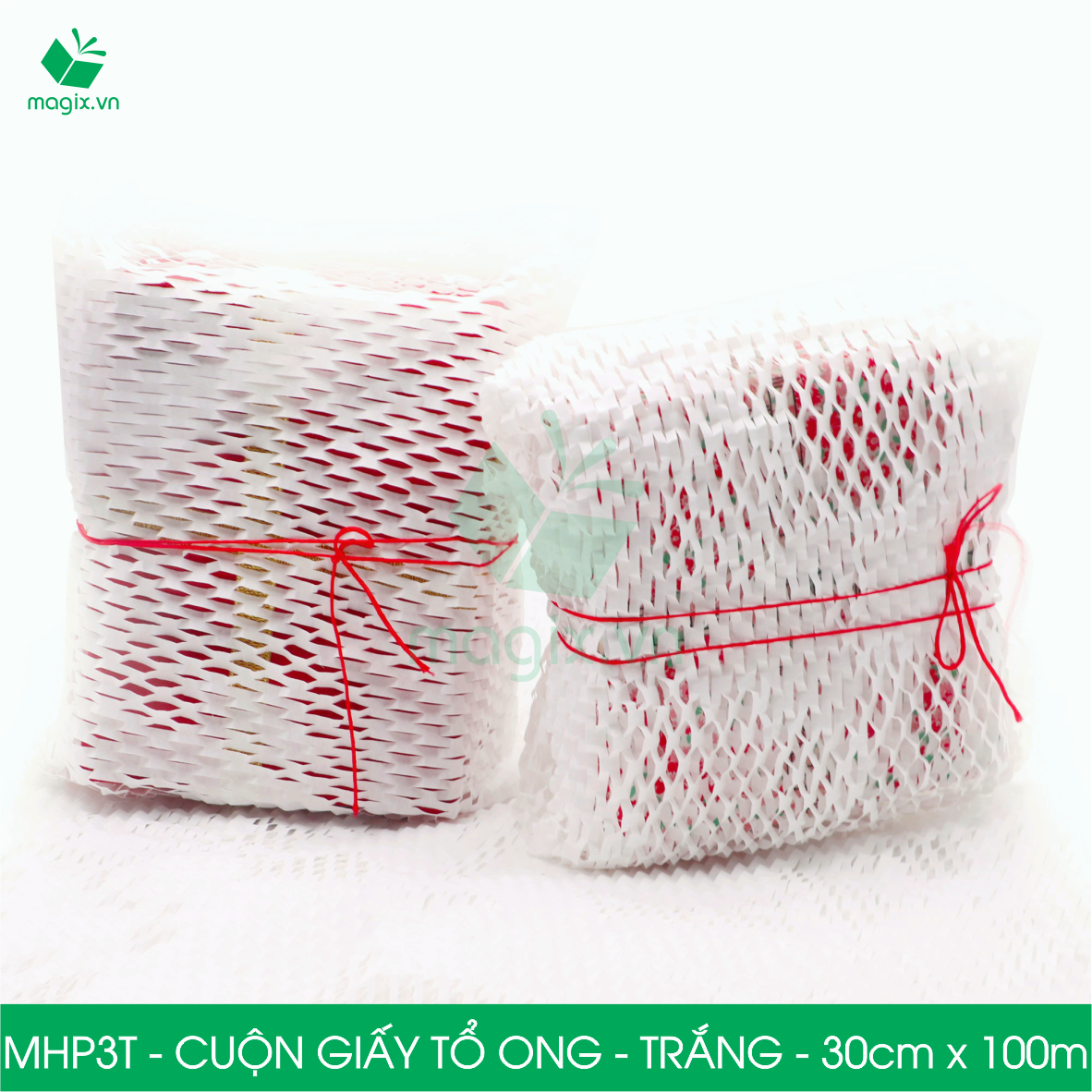 MHP3T - 0.3x100m - CUỘN GIẤY KRAFT TỔ ONG MÀU TRẮNG CHỐNG SỐC THAY THẾ BÓNG KHÍ XỐP HƠI ĐÓNG HÀNG