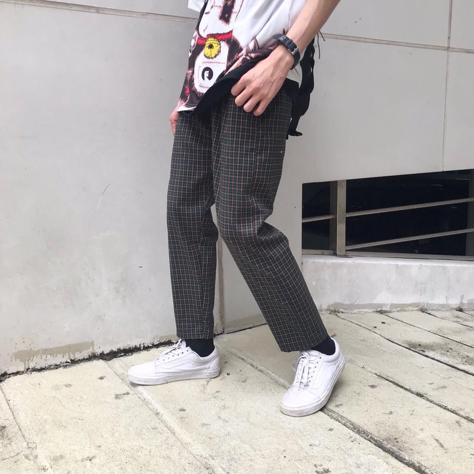 Quần Sọc Caro Unisex Quần Baggy Caro Lưng Thun Plaid Pants Cao Cấp - MM