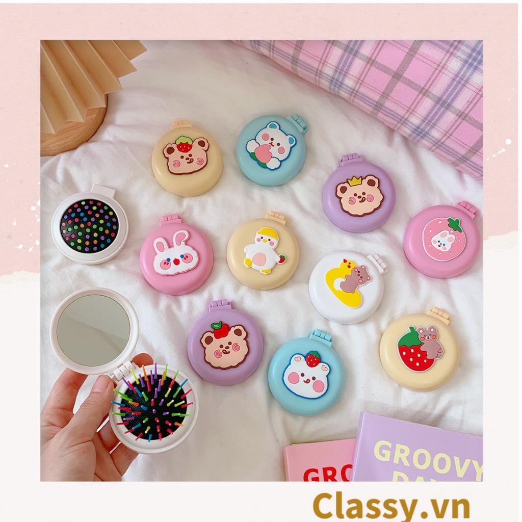 Lược mini Classy Có Thể Gấp Gọn Tích Hợp Gương Họa Tiết Hoạt Hình Đáng Yêu Độc Đáo PK923