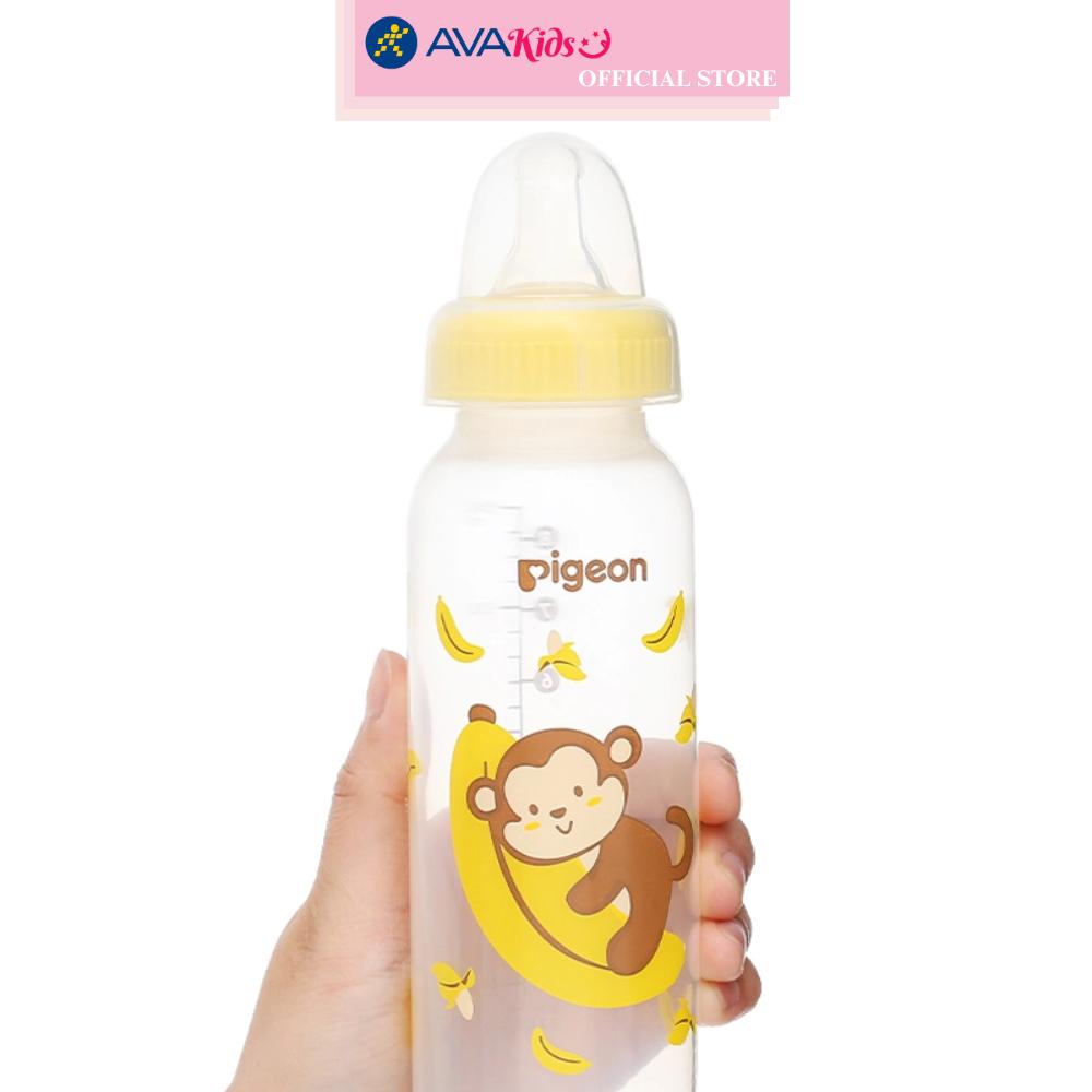 Bình sữa nhựa PP Pigeon cổ hẹp 240 ml - Hình khỉ (từ 4.5 tháng)