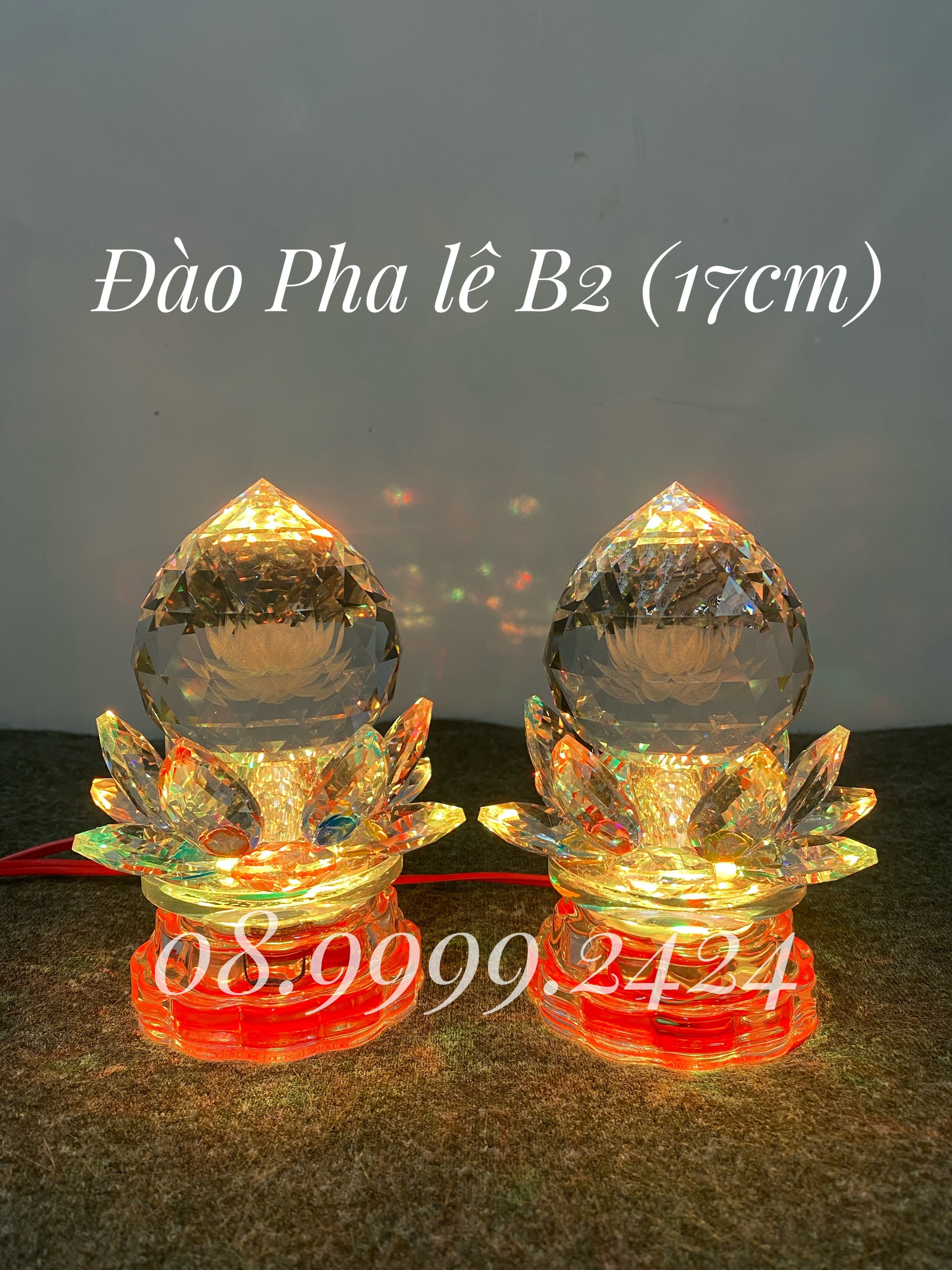 ĐÈN THỜ PHA LÊ CAO CẤP ĐÀO B2 (17cm) 1 CẶP