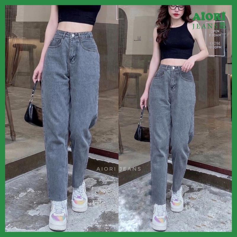 Quần jean baggy nữ lưng cao tôn dáng- quần bò nữ hàn quốc