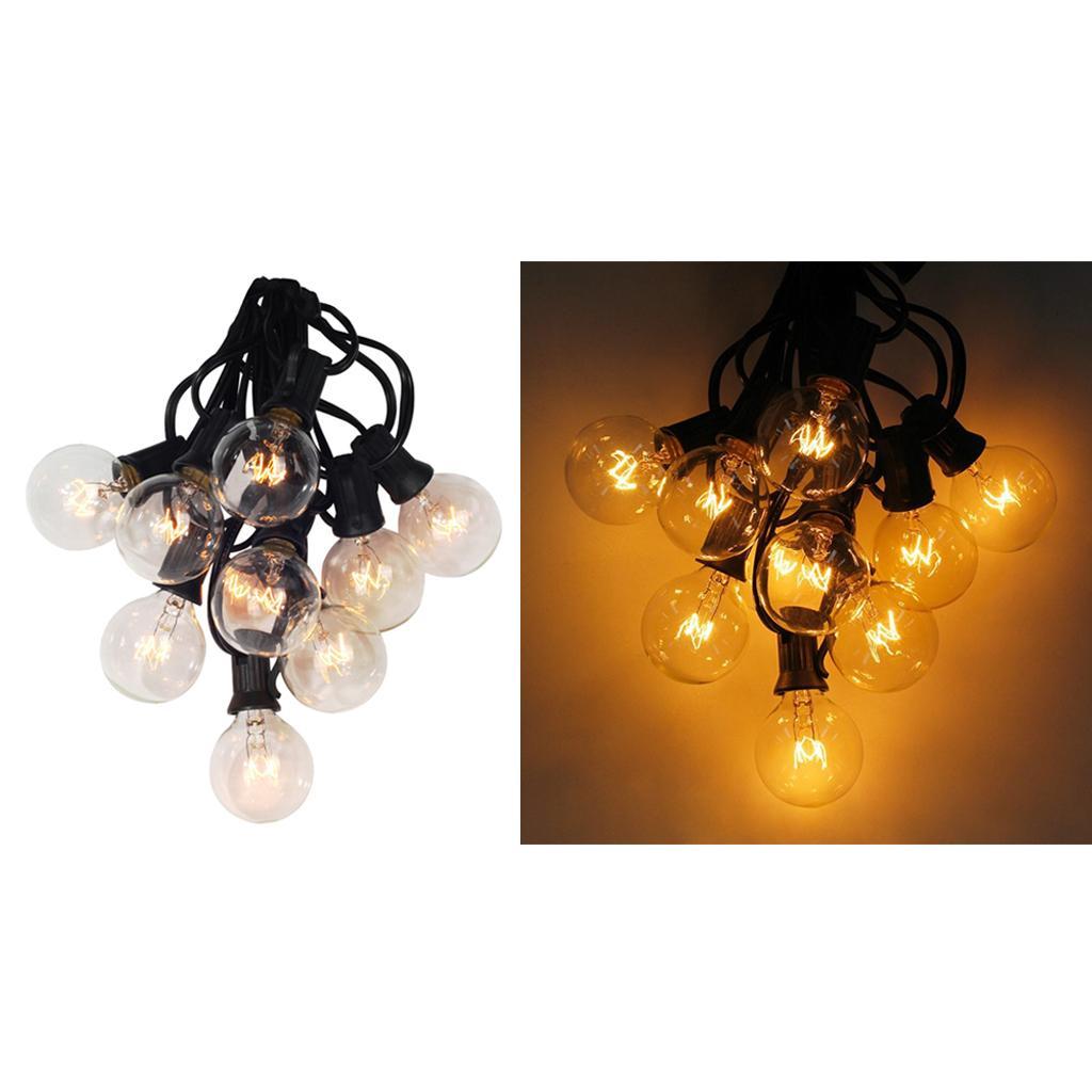 25ft G40 String Lights with Globe Clear Bulbs Waterproof Patio Hanging Light