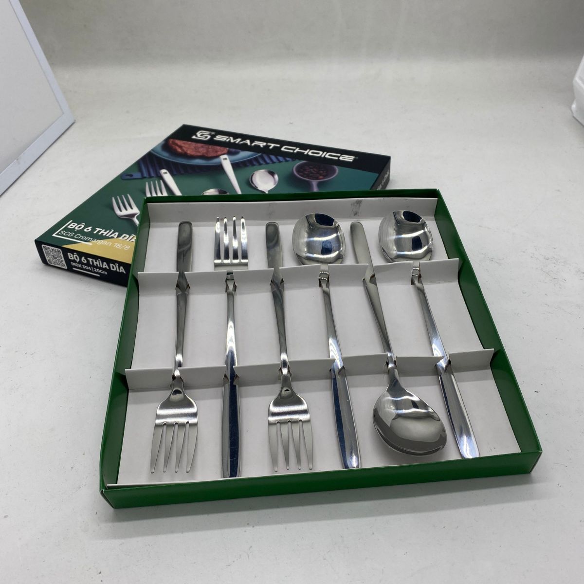 Muỗng Inox, Bộ Thìa Dĩa/Nĩa Inox 304 Cao Cấp SMARTCHOICE - Hàng Loại 1 Siêu Dày Dặn, Bền Đẹp, Muỗng Inox Ăn Cơm Cán Dài Sang Trọng