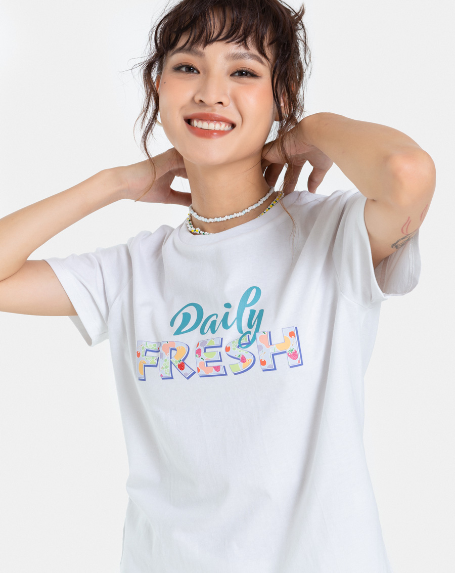 Áo Thun Nữ Thời Trang JUNO Vừa In Chữ Daily Fresh JNATH014