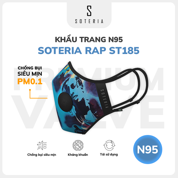 Khẩu trang thời trang Soteria Rap ST185 - N95 lọc hơn 99% bụi mịn 0.1 micro