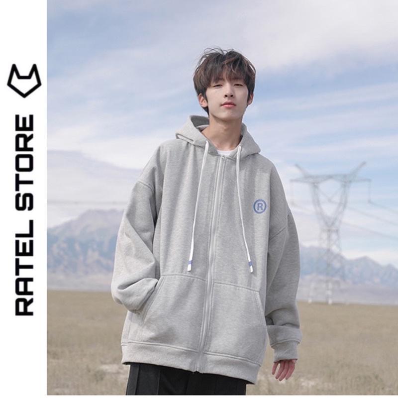 Áo Khoác Jacket Hoodie Zip Nỉ Thu Đông Nam Nữ Chữ R Unisex Form Rộng