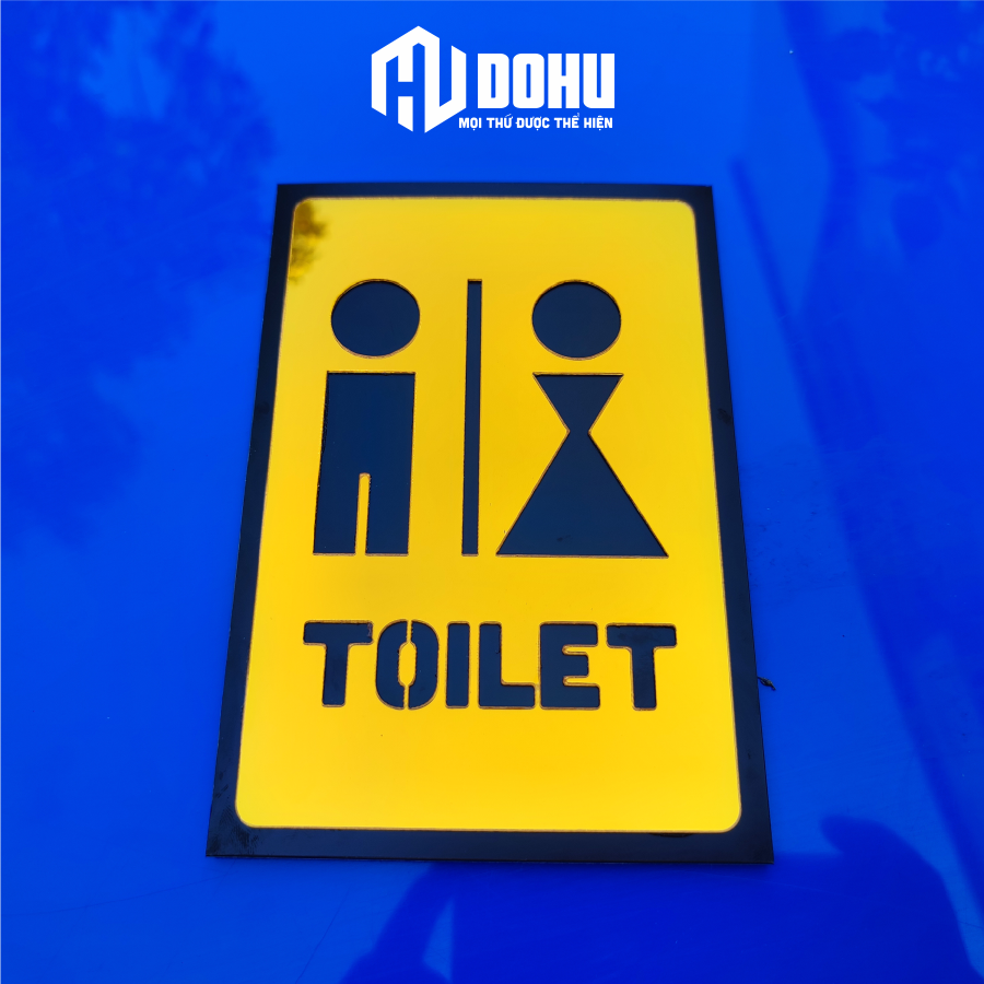 Bảng Gương Vàng Toilet, Nhà Vệ Sinh, WC - Có sẵn băng keo dán tường