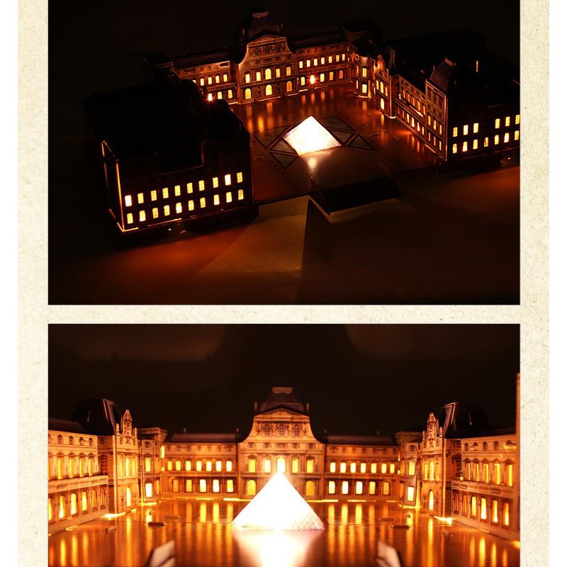 Mô hình giấy 3D - Led thư viện Pháp - The Louvre -