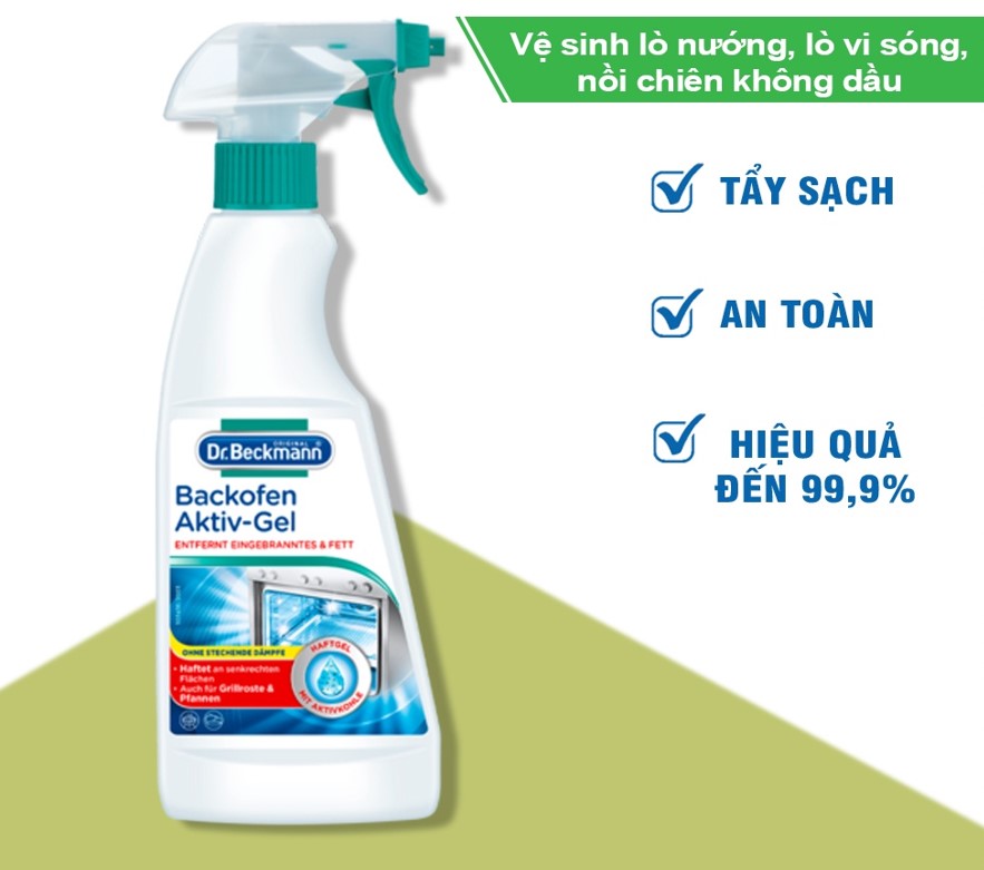 Chai xịt vệ sinh lò nướng, lò vi sóng, nồi chiên không dầu Dr Beckmann 375ml, làm sạch an toàn cho sức khỏe