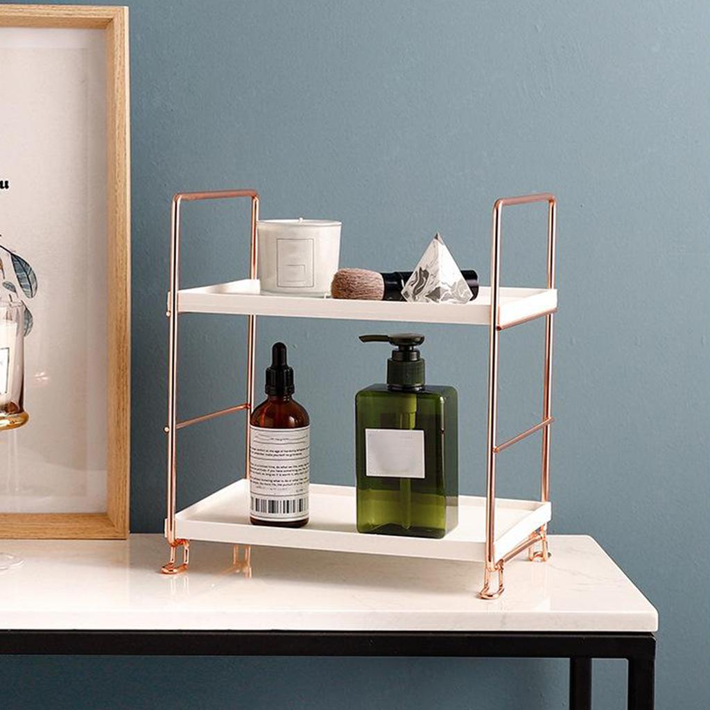 2 Tier Kitchen Spice Shelf Rack Storage Organizer Seasoning Bottle Stand Golden