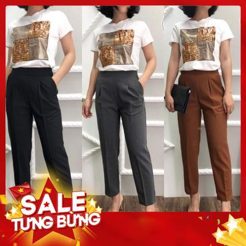 Thời trang quần Tây Công Sở kiểu dáng quần baggy nữ cạp cao