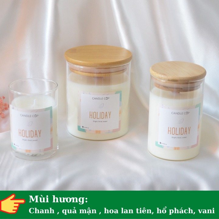 Nến Thơm thiên nhiên AGAYAA Candle Cup hương chanh, quả mận, hoa lan tiên,hổ phách,vani - MÙI HOLIDAY