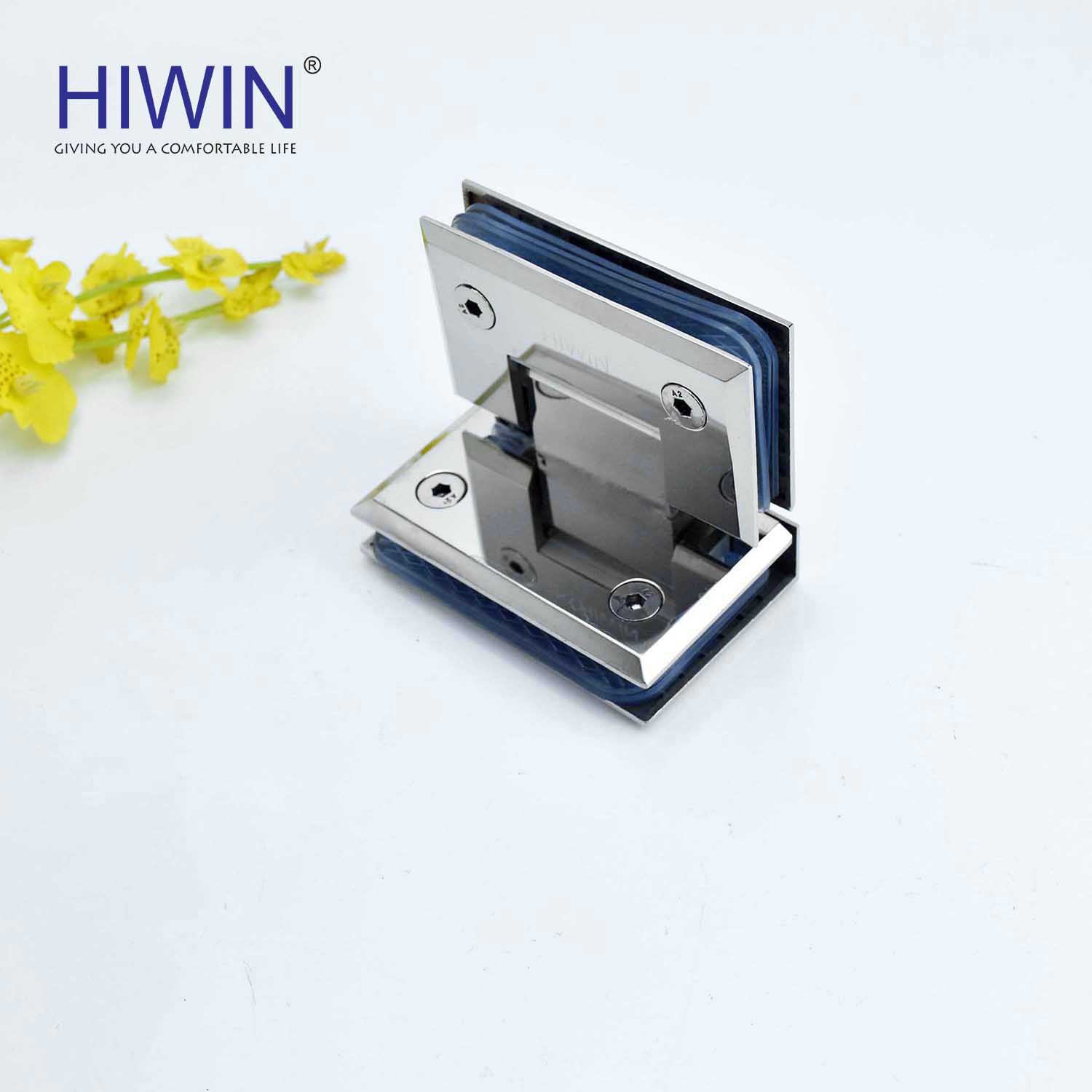 Tên gọi: Bản lề phòng tắm kính 90 độ cạnh vát mặt gương inox 304 Hiwin HG-011