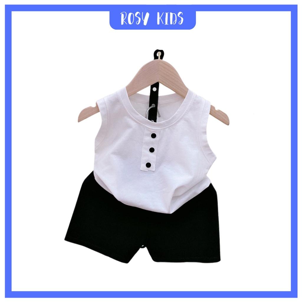 Bộ ba lỗ sát nách cho bé ROSY KIDS , Bộ ba lỗ cho bé chất coton cho bé từ 6-18kg