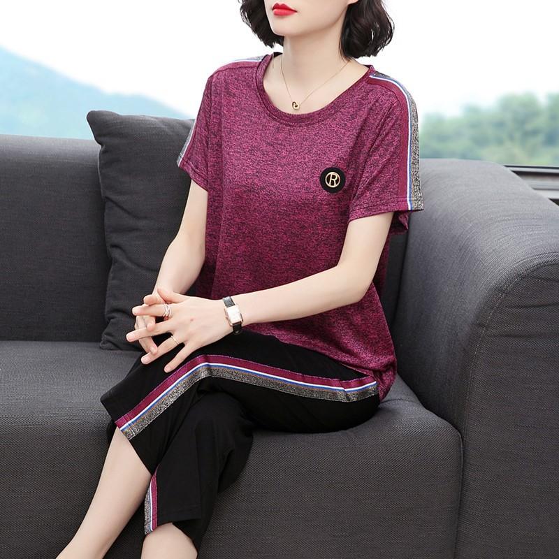 (HÀNG SẴN) Bộ Đồ Thun Cotton Trung Niên Mềm Đẹp AB24 - Hàng Quảng Châu Cao Cấp