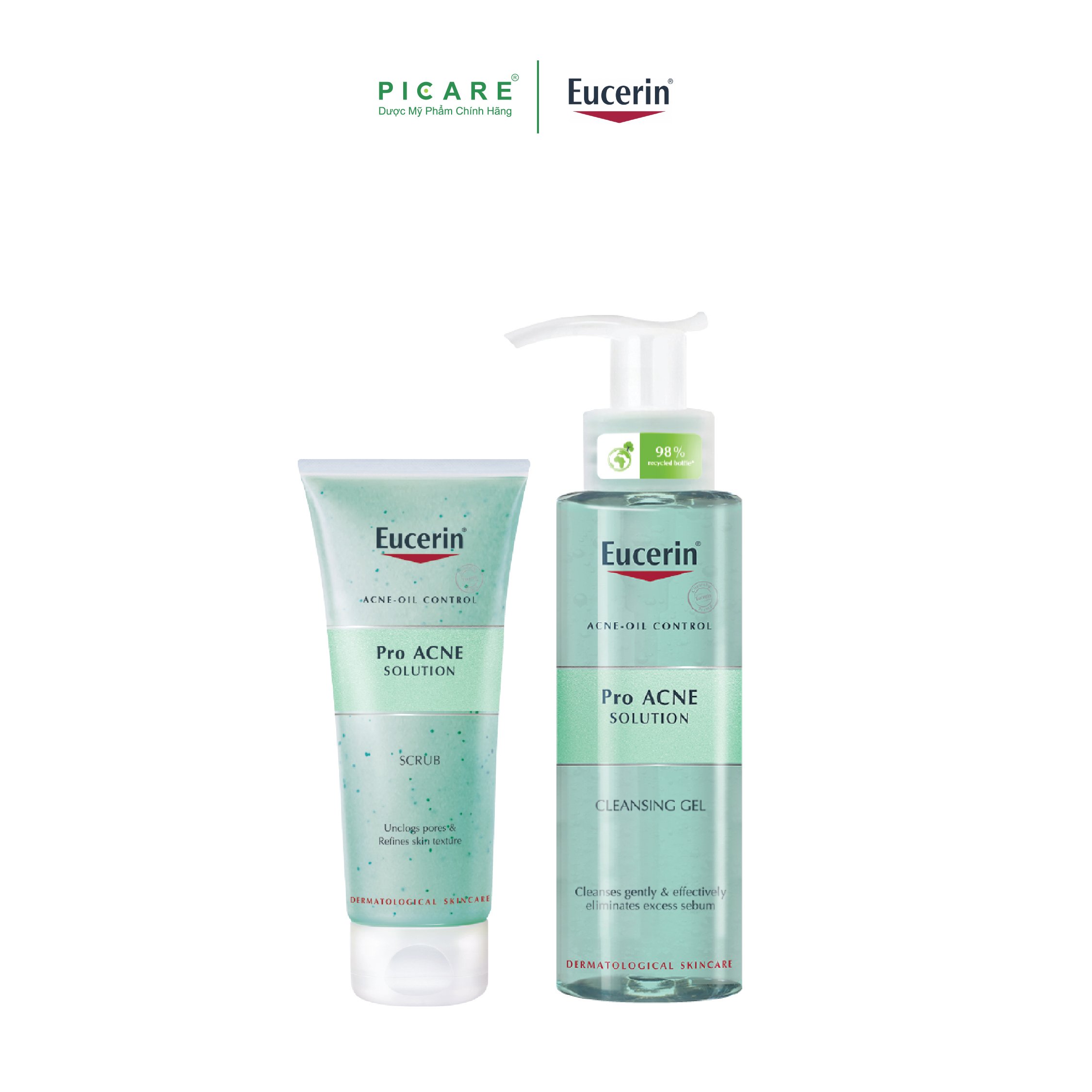Bộ Sữa Rửa Mặt Và Tẩy Tế Bào Chết Dành Cho Da Mụn Eucerin Proacne Solution Cleansing Gel 200Ml