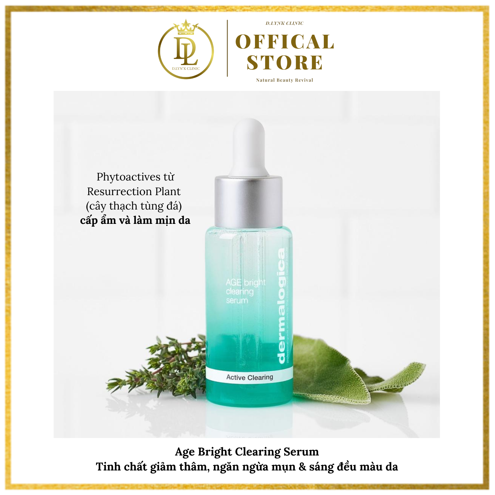 Serum huyết thanh chứa Salicylic acid và Niaciamide giúp cân bằng tuyến dầu, giúp giảm mụn, ngừa thâm, sáng da Dermalogica Age Bright Clearing Serum 30ml