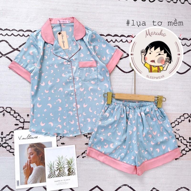 Bộ ngủ Choco Pijama- Đồ ngủ lụa ngắn tay quần đùi siêu mát