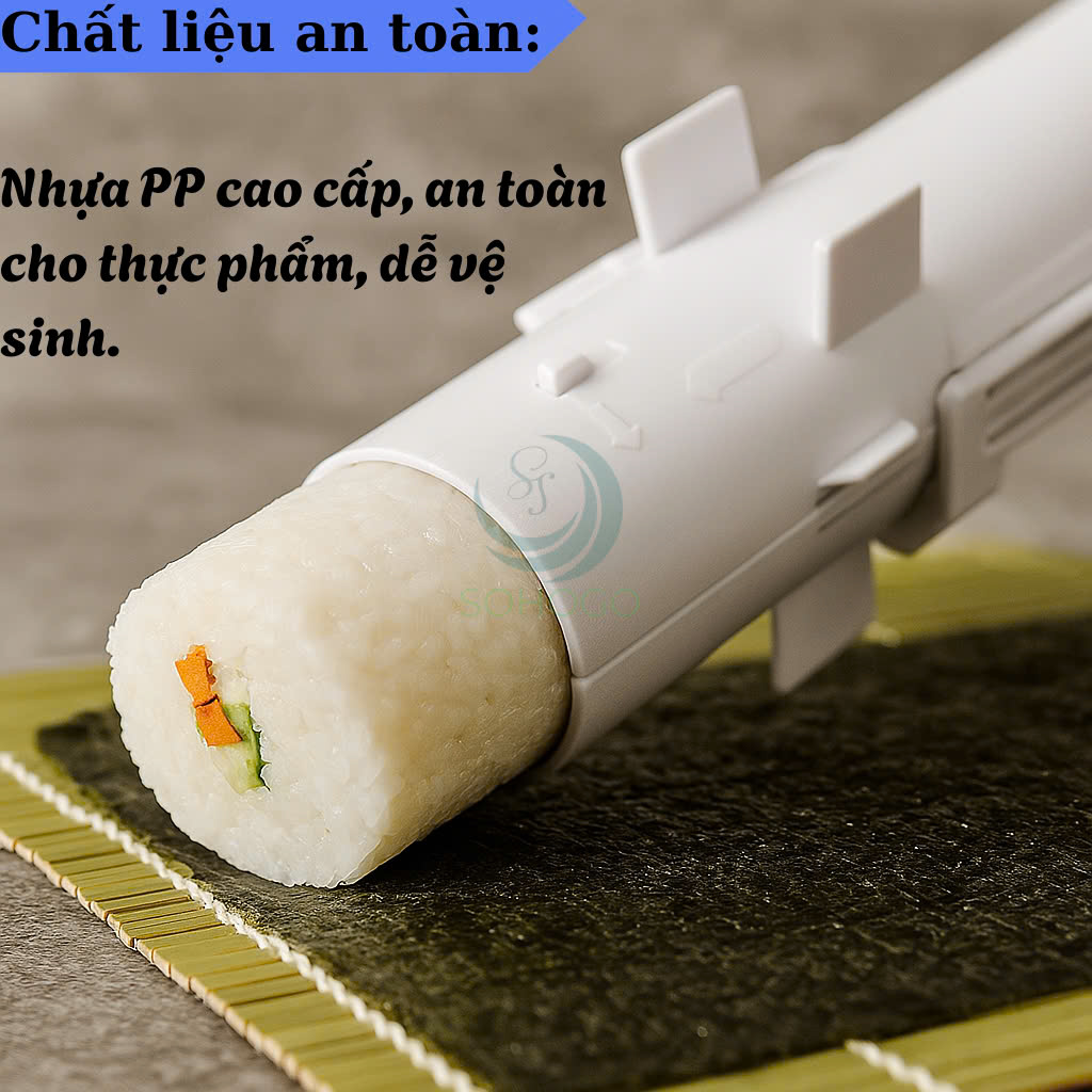 Combo Khuôn Cuộn Sushi Ống Tròn & Mành Tre Truyền Thống Bộ Dụng Cụ Làm Sushi Chuyên Nghiệp - Ống Cuộn & Mành Cuộn Ống Cuốn Sushi Cầm Tay Kèm Mành Tre Nhật Bản