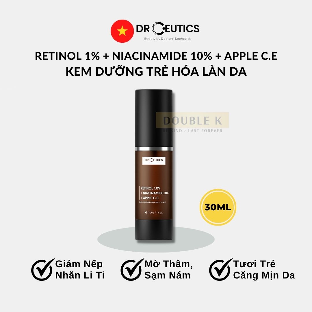 Kem Chống Lão Hóa DrCeutics Retinol 1% + Niacinamide 10% + Tế Bào Gốc Táo - Double K