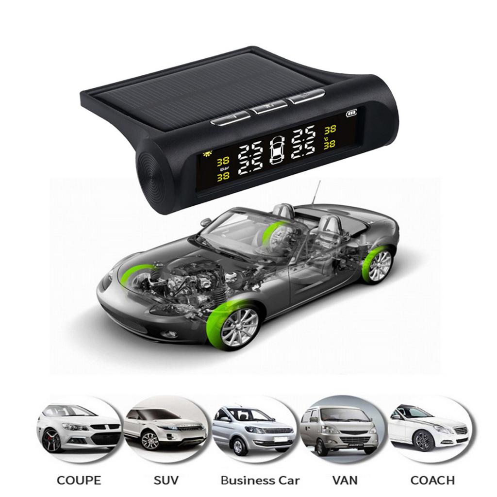 RV Car TPMS Tire Pressure Alarm Monitor System Solar Powered Built-in Sensor