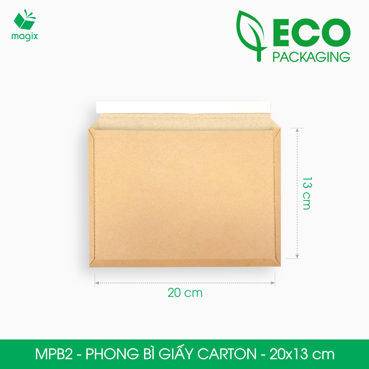 MPB2 - 20x13 cm - 60 phong bì carton đóng hàng - Bìa gói hàng, bìa cứng, bì thư | Magix Packaging