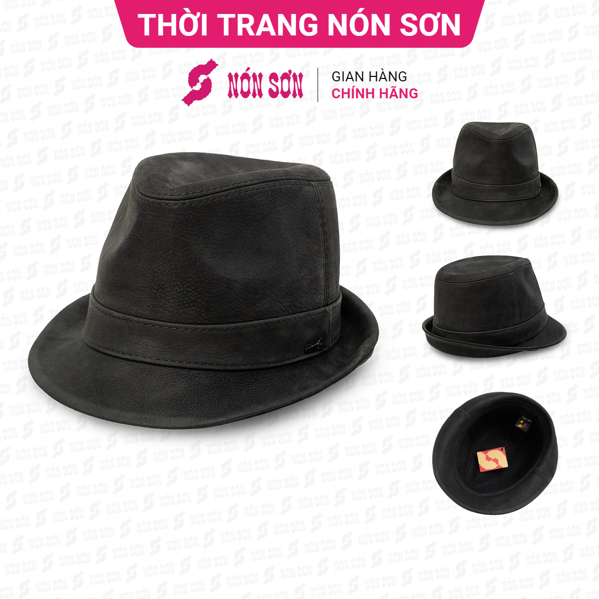 Mũ vành da cao cấp thời trang NÓN SƠN P2DA-ĐN1