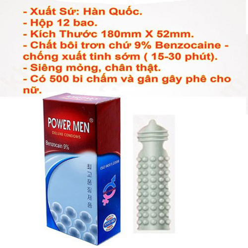 Bao cao su Powermen ngọc trai - Hộp 12 chiếc