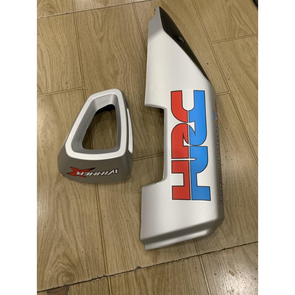 Chụp đích pô và ốp pô xe winner x màu bạc