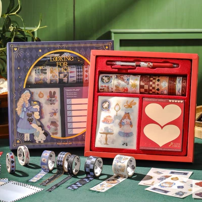 Bộ quà tặng sticker trang trí sổ tay bỏ túi Looking for Alice Series