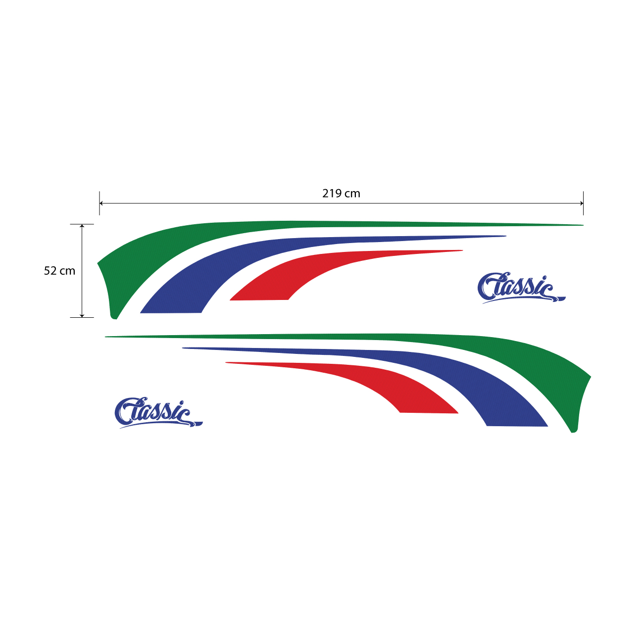 Decal dán xe dòng Classic, tem cho xe toto Mazda, Hondal WRAP 18, KT 219x52cm