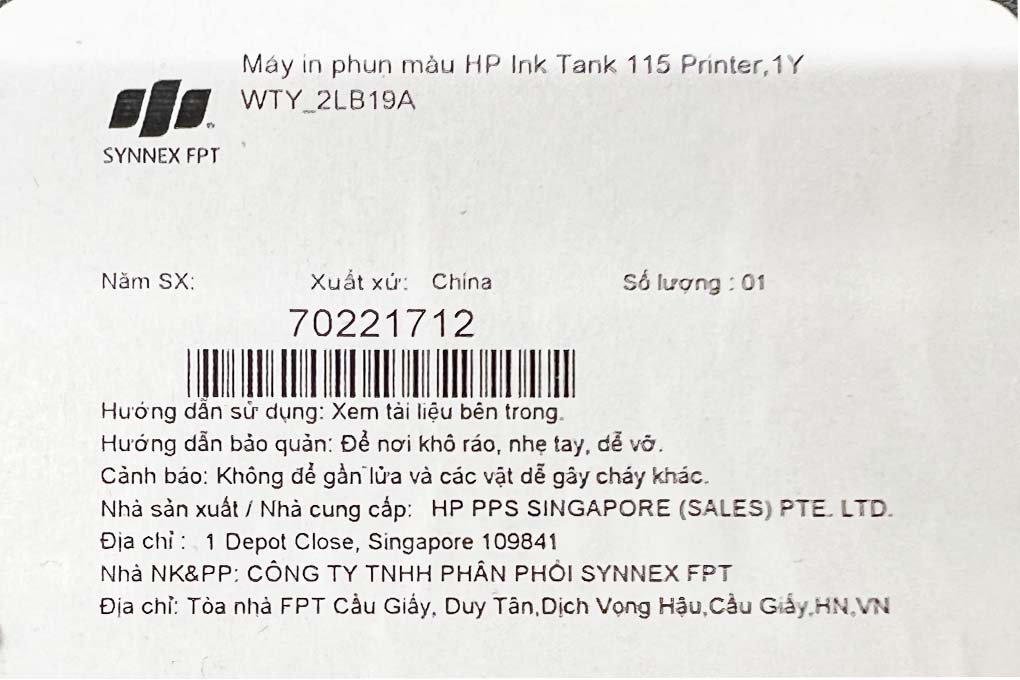 Máy in phun màu HP Ink Tank 115 (2LB19A)- Hàng chính hãng