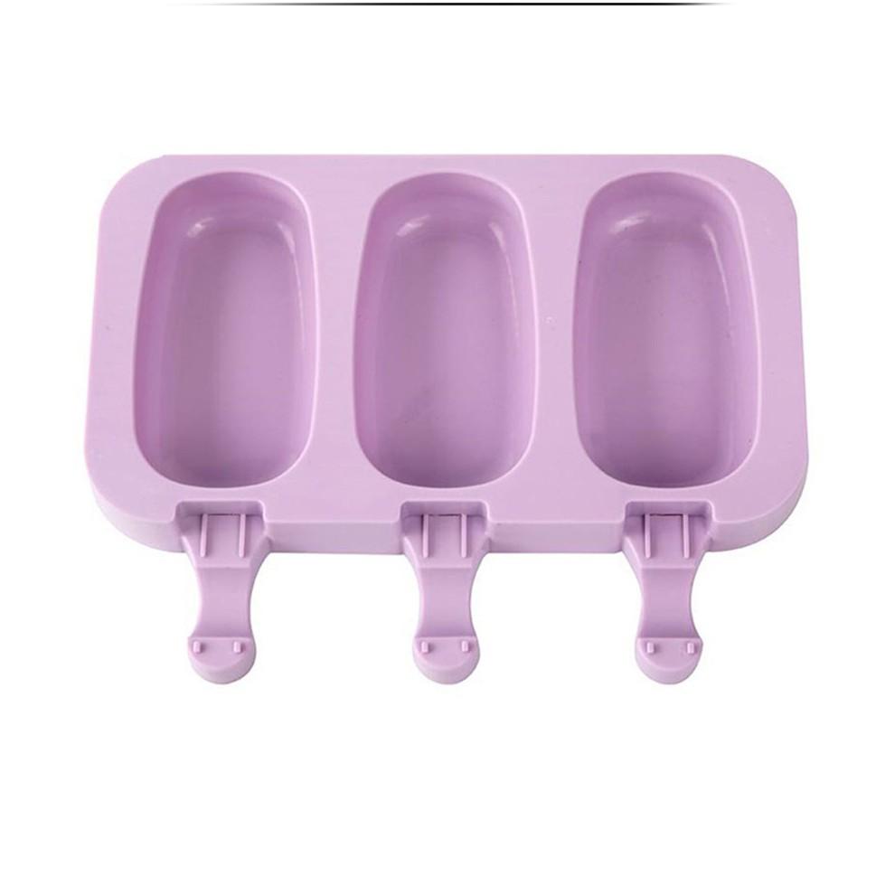 Khuôn làm kem silicon tạo hình dễ thương tặng kèm que chất liệu cao cấp an toàn
