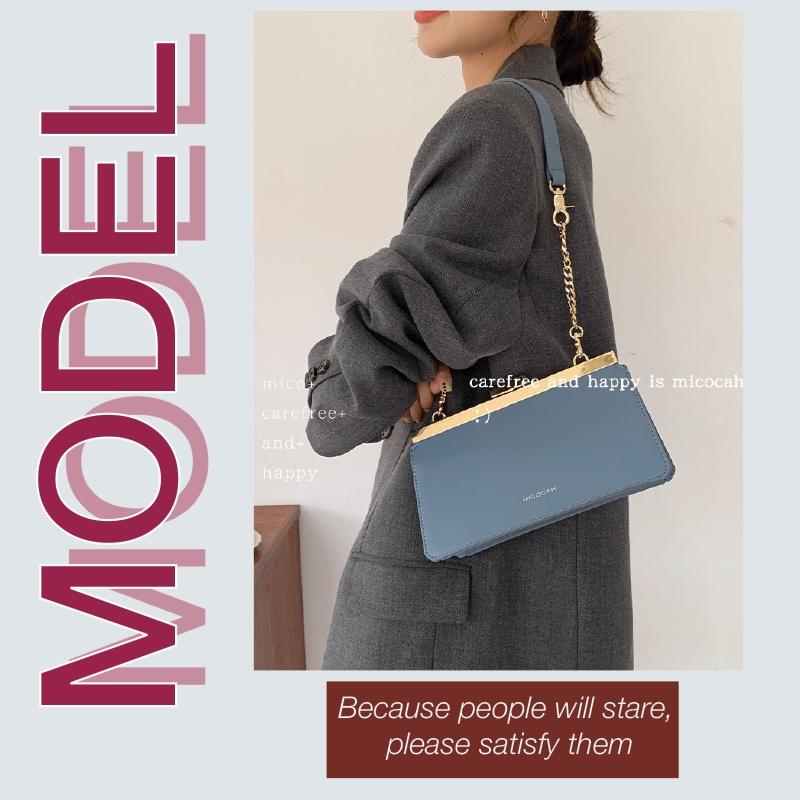 Túi đeo chéo nữ đeo vai kẹp nách chính hãng MICOCAH dáng công sở phối màu vintage da cao cấp MC119