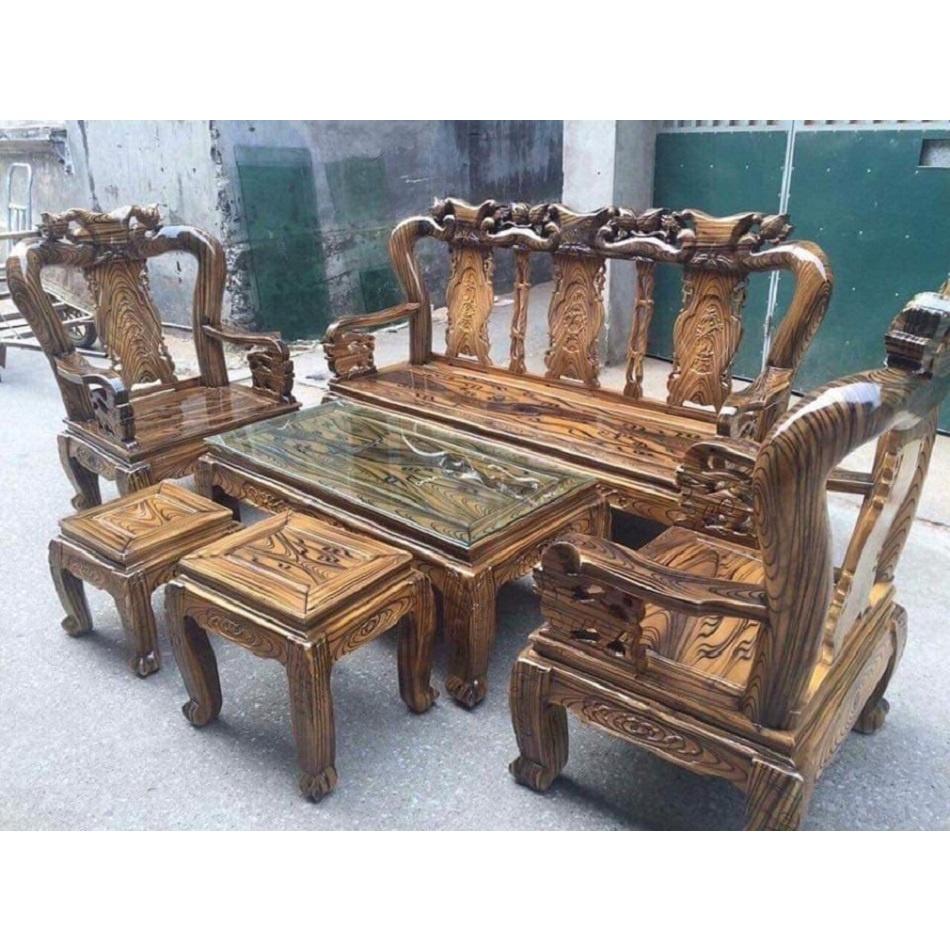 Bộ bàn ghế quốc đào tay 12 gỗ tràm vân