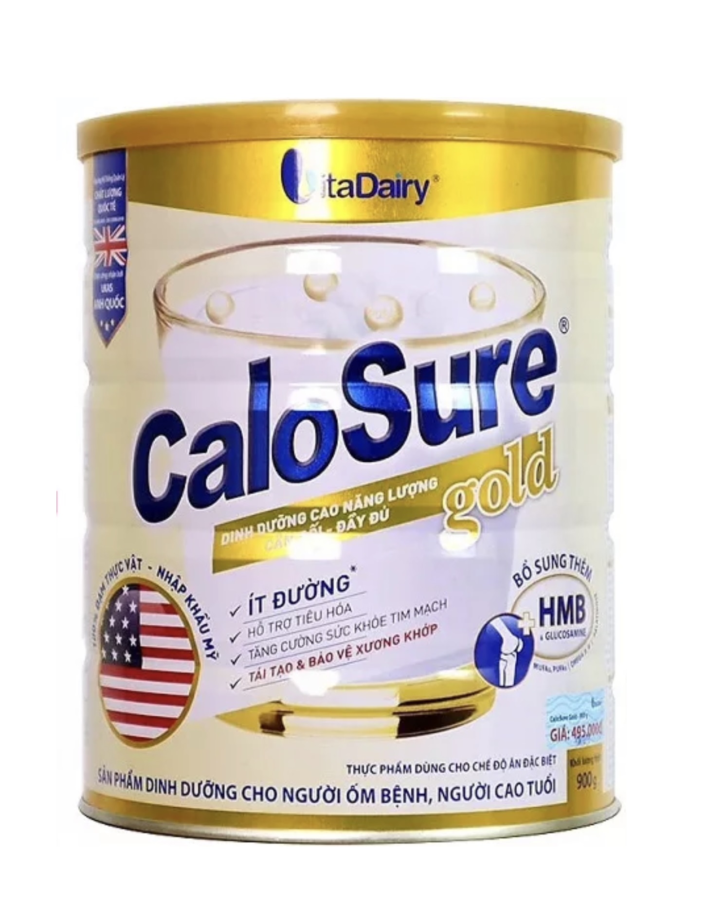 Sữa bột Calosure Gold ít đường 900g/lon tặng thố sứ