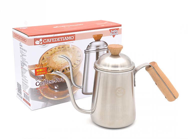 ẤM RÓT NƯỚC CAFE DE TIAMO KETTLE WOODEN HANDLE (HA1653) - 700ML