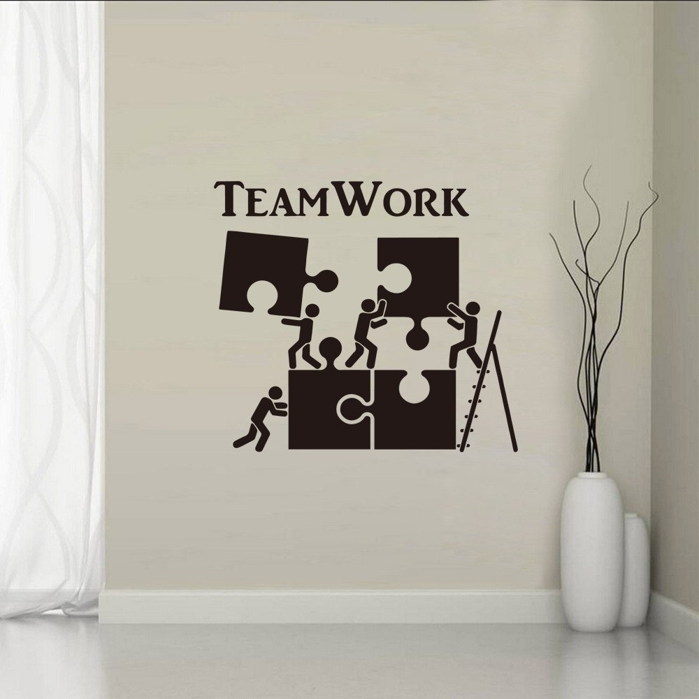 Decal dán tường chữ TEAMWORK mảnh ghép truyền động lực ý nghĩa
