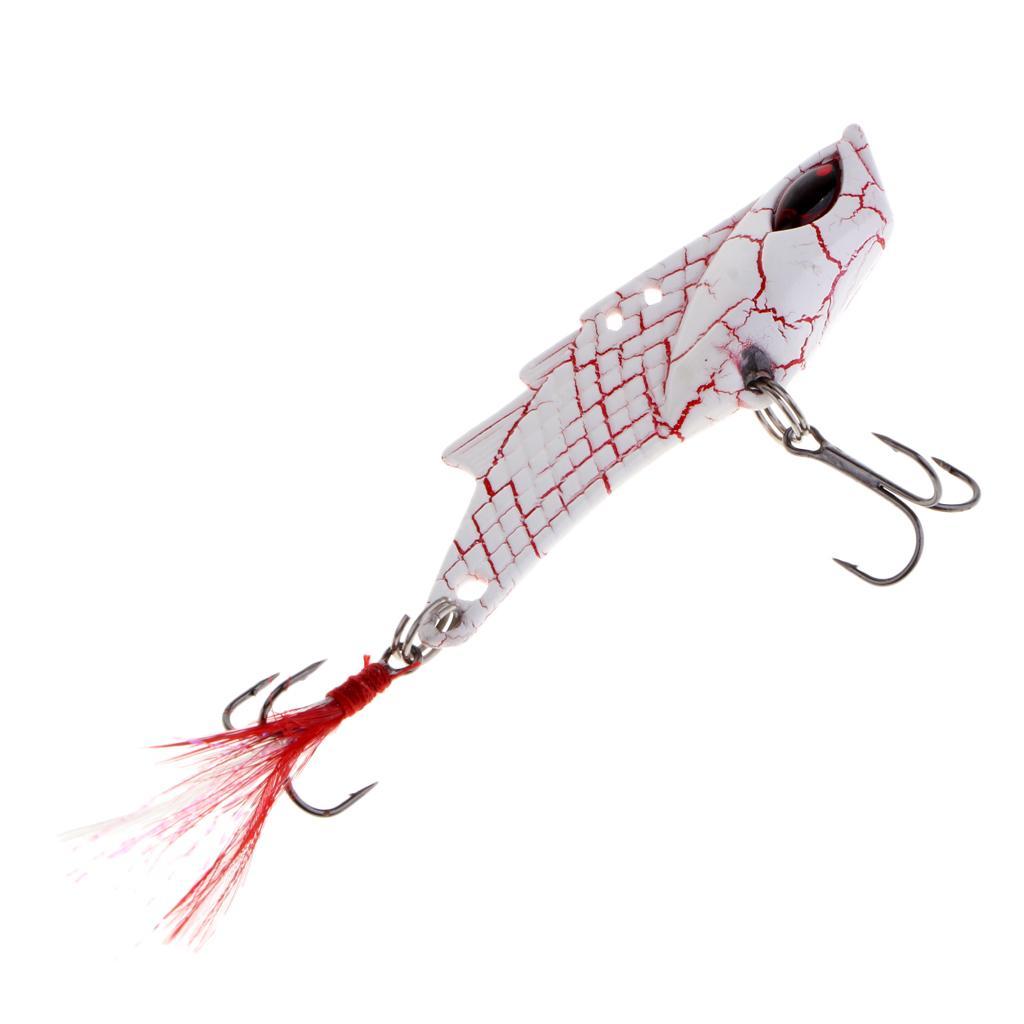 Metal VIB Fishing Lure Spinners Spoons Hard Bait Crankbaits with Feathers Treble Hooks