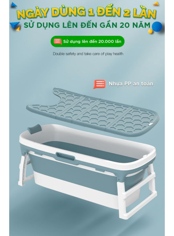 Bồn tắm gấp gọn người lớn 138 x 62 x 52cm