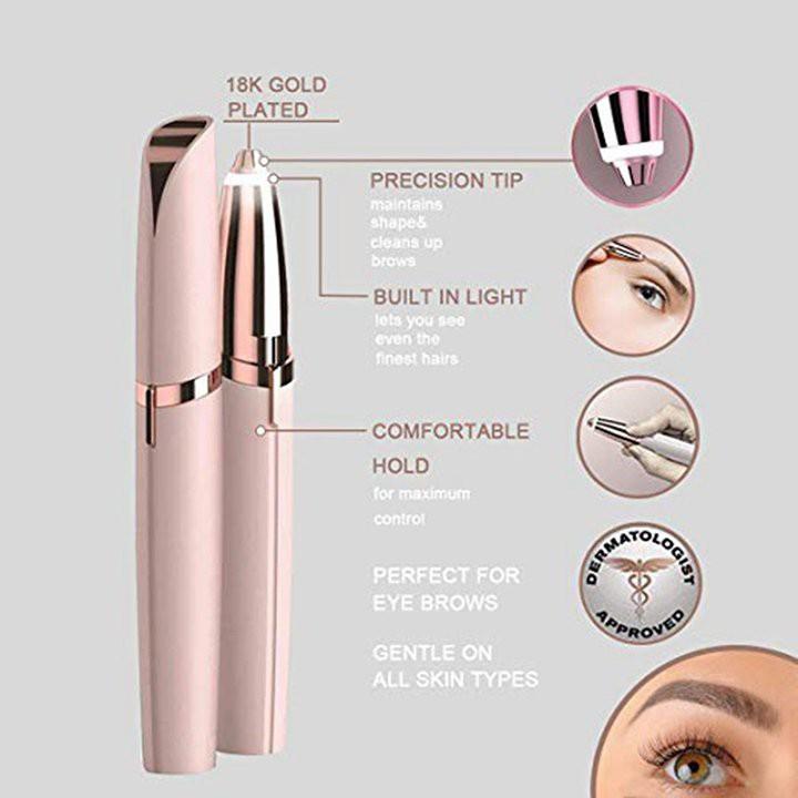 Bút máy tỉa lông mày flawlessbrows cầm tay mini dùng pin tỉa lông tơ mặt ria mép tiện dụng, Máy Tỉa lông mày