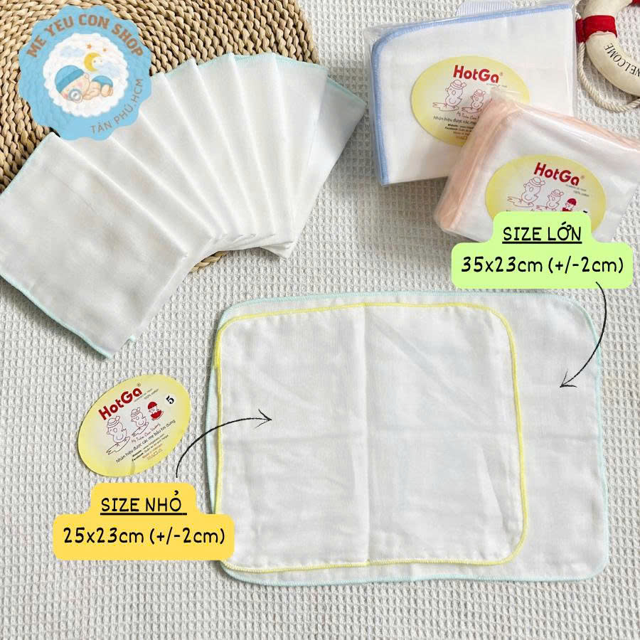 (23x35cm) Gói 10 Khăn Sữa HotGa 5 Lớp Thấm Hút Tốt Cho Bé Sơ Sinh