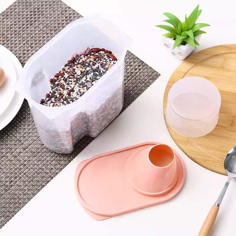Bình đựng hạt ngũ cốc có nắp 2.5 lít tiện dụng, hộp đựng thực phẩm khô kín hơi chống ẩm kèm cốc đong