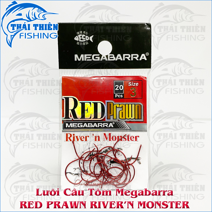 Lưỡi Câu Tôm Megabarra Red Prawn River’n Monster Vỉ 20 Lưỡi