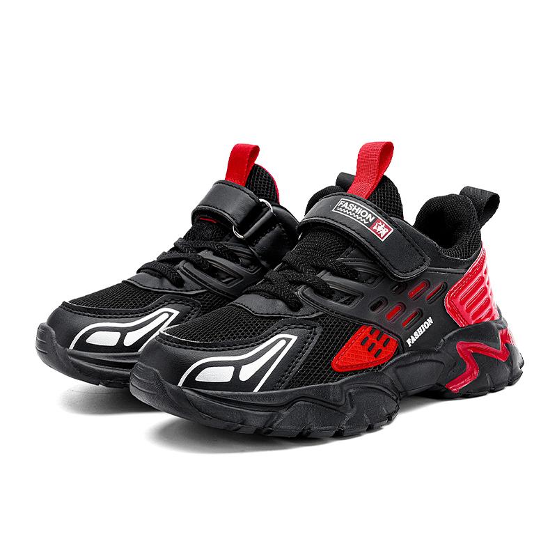 Giày thể thao ngoài trời thời trang mùa hè trẻ em trai chạy giày đi bộ giày nhẹ nhàng. Color: Black yellow-mesh Shoe Size: 33