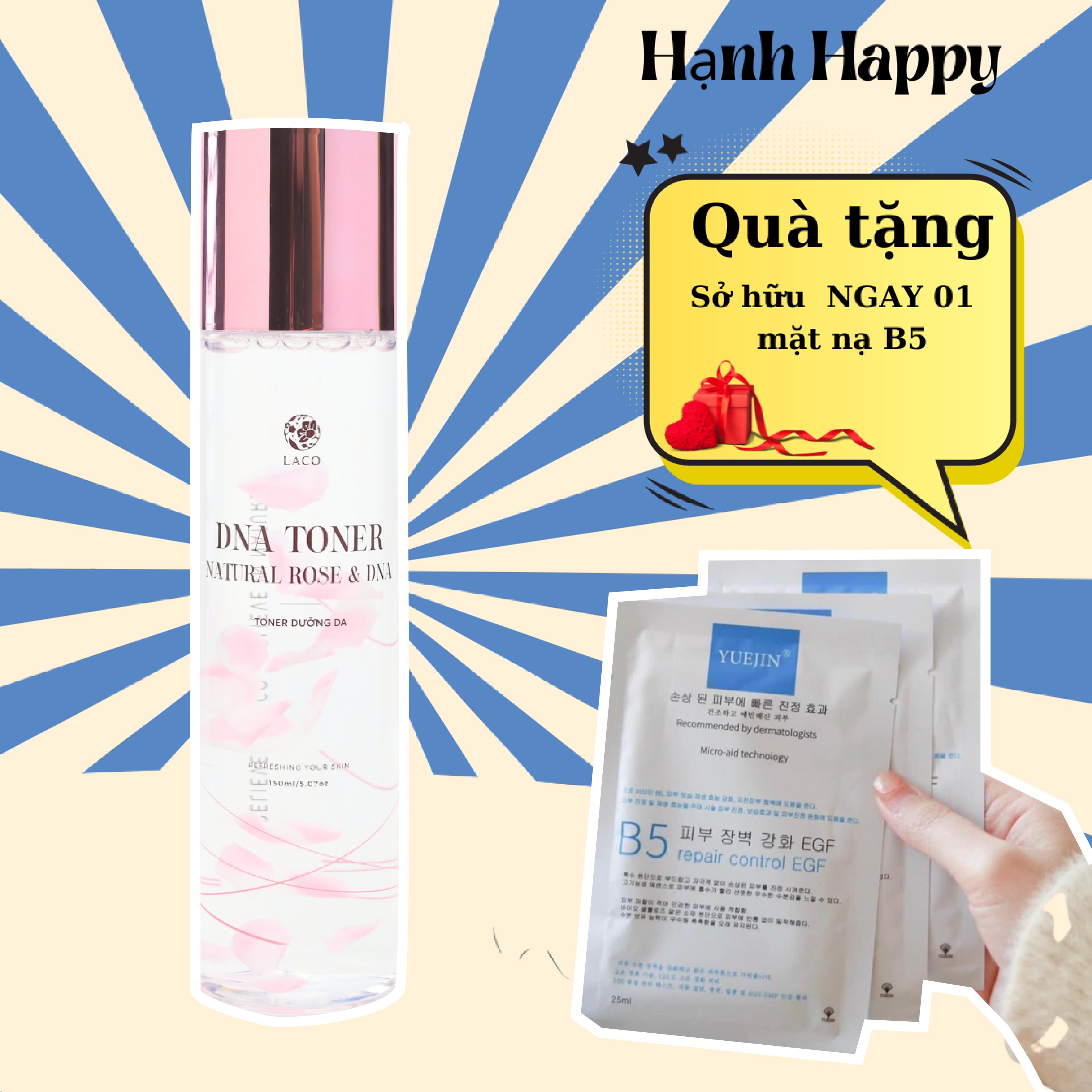 Toner nước hoa hồng toner DNA cá hồi 150ml LACO MỚI cấp ẩm tức thì cho da, cho mọi loại da