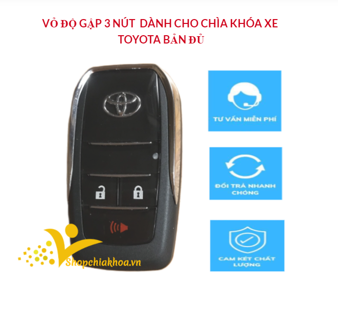 Vỏ chìa khóa xe dành cho altis, inova, fortuner, camry loại 3 nút chìa thẳng và chìa độ gập đời mới dành cho xe bản đủ