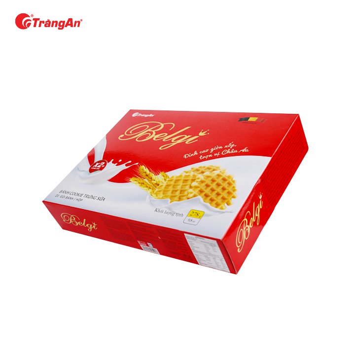 Combo 2 hộp bánh cookie trứng sữa giòn Belgi 278g, bổ sung DHA, canxi, hạn sử dụng 12 tháng, thương hiệu Tràng An