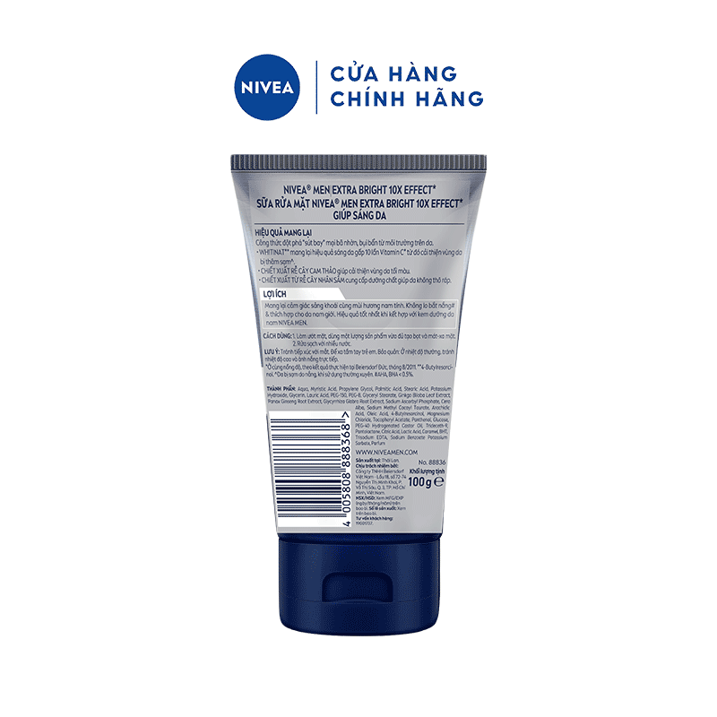 Sữa Rửa Mặt Sáng Da Nivea Men 88836